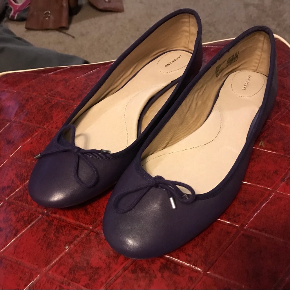 Lands' End Women's Essential Leather Ballet Flats